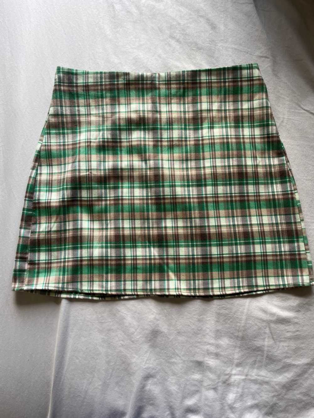 Zara Green, Brown and Cream Plaid Mini Skirt